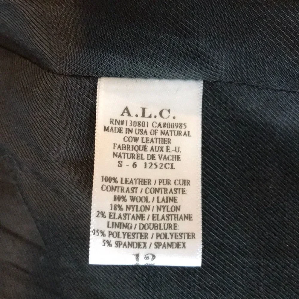 A.L.C. Hooded Black Leather Biker Jacket with removable hood. 12 NWT Pristine - Picture 5 of 12